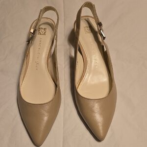 Anne Klein Women's Beige Slingback Kitten Heels